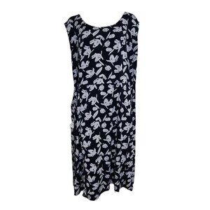 Ellos Dress Womens Plus Size 4X (34/36) Blue White Floral Pullover Sleeveless
